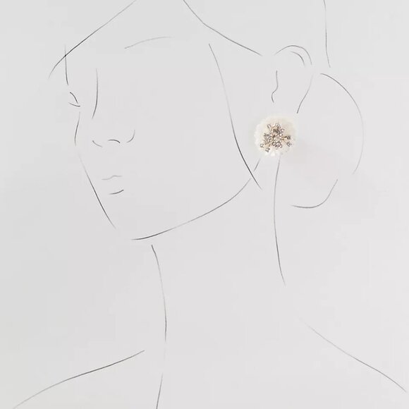 Nicola Bathie White and Gold Floral Earrings - Picture 2 of 2